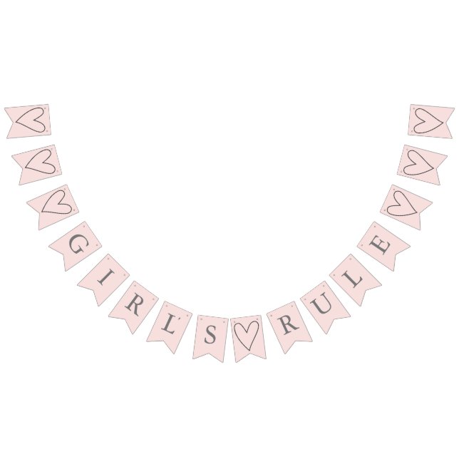 Niedlich rosa Herz-Girl's Rule Bunting Flags Wimpelkette (Alle)