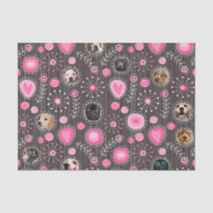 Niedlich rosa Herz und Blume Mama Hund FotoCollage Seidenpapier