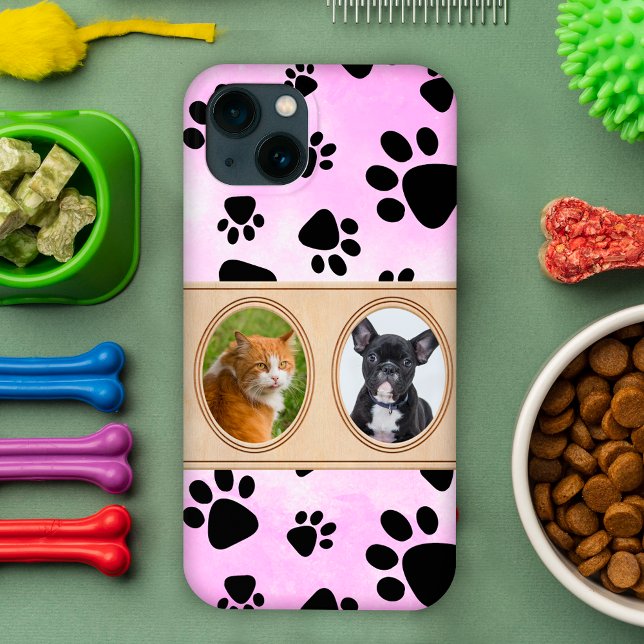 Niedlich rosa Hintergrund mit Pfoten, benutzerdefi Case-Mate iPhone Hülle (Von Creator hochgeladen)