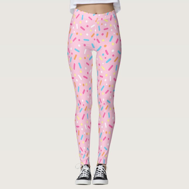 Niedlich rosa Icing mit Sprinklen Donut Leggings (Vorderseite)