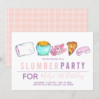 Niedlich-rosa-Jungen-Schlummer Party Geburtstag ei Einladung