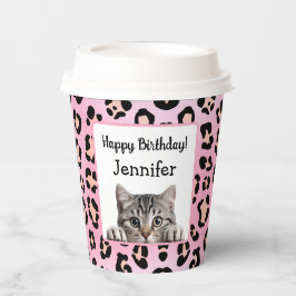 Niedlich rosa Katzenkatze Geburtstagspackung Pappbecher