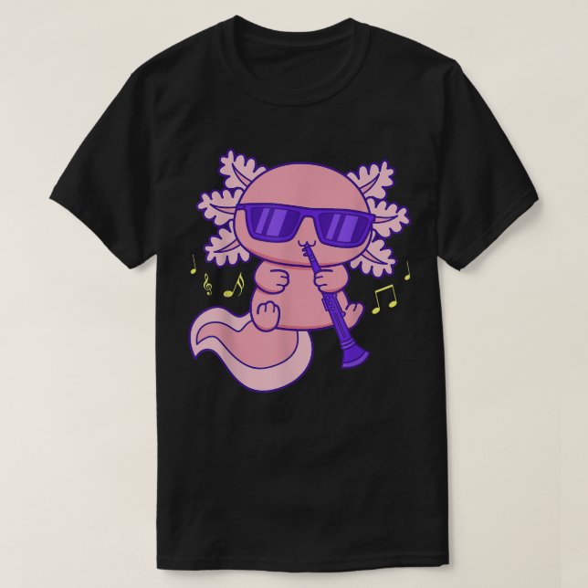 Niedlich-rosa Kawaii Axolotl mit Brille, die Klar  T-Shirt (Design vorne)