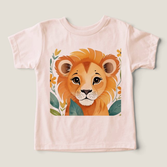 Niedlich rosa Kleinkind T - Shirt mit Baby Löwe Im (Design Vorderseite)