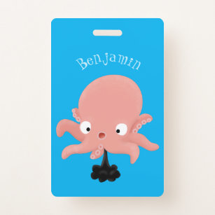 Niedlich-rosa-Kraken-Cartoon-Spaß Ausweis