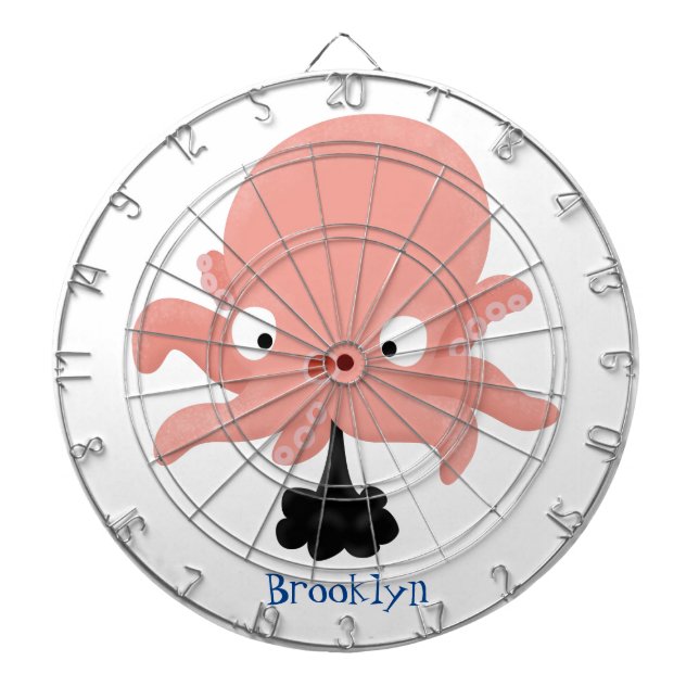 Niedlich-rosa-Kraken-Cartoon-Spaß Dartscheibe (vorne)