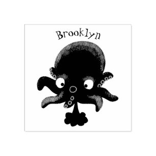 Niedlich-rosa-Kraken-Cartoon-Spaß Gummistempel