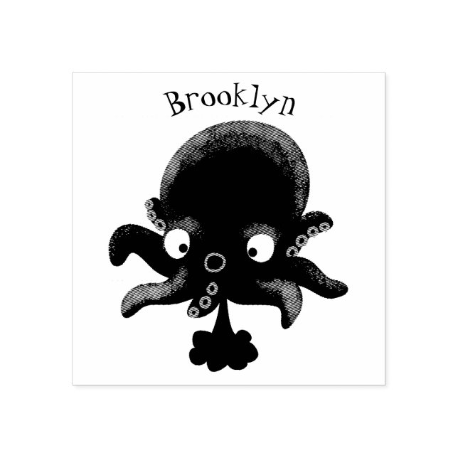 Niedlich-rosa-Kraken-Cartoon-Spaß Gummistempel (Prägung)