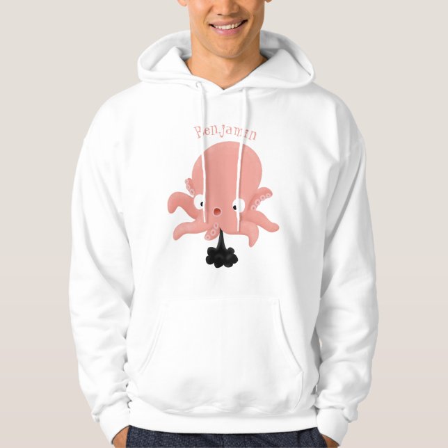 Niedlich-rosa-Kraken-Cartoon-Spaß Hoodie (Vorderseite)