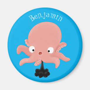 Niedlich-rosa-Kraken-Cartoon-Spaß Magnet