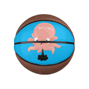 Niedlich-rosa-Kraken-Cartoon-Spaß Mini Basketball