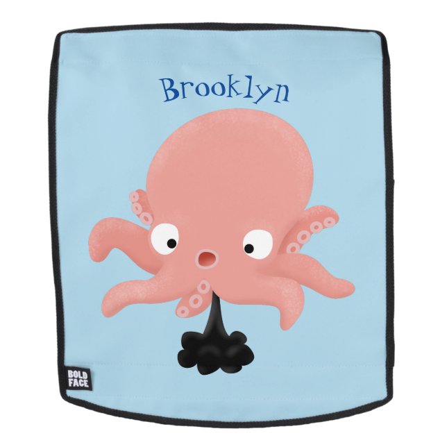 Niedlich-rosa-Kraken-Cartoon-Spaß Rucksack (Abnehmbare Front)