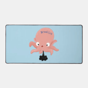 Niedlich-rosa-Kraken-Cartoon-Spaß Schreibtischunterlage