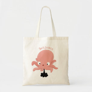 Niedlich-rosa-Kraken-Cartoon-Spaß Tragetasche
