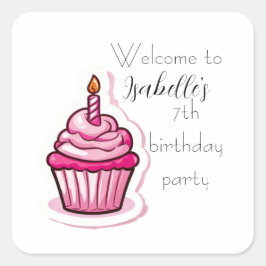 Niedlich rosa Kupcake-Aufkleber Quadratischer Aufkleber