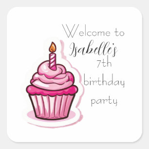 Niedlich rosa Kupcake-Aufkleber Quadratischer Aufkleber