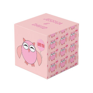 Niedlich rosa Liebe Sie Owl Custom Foto Cube Würfel