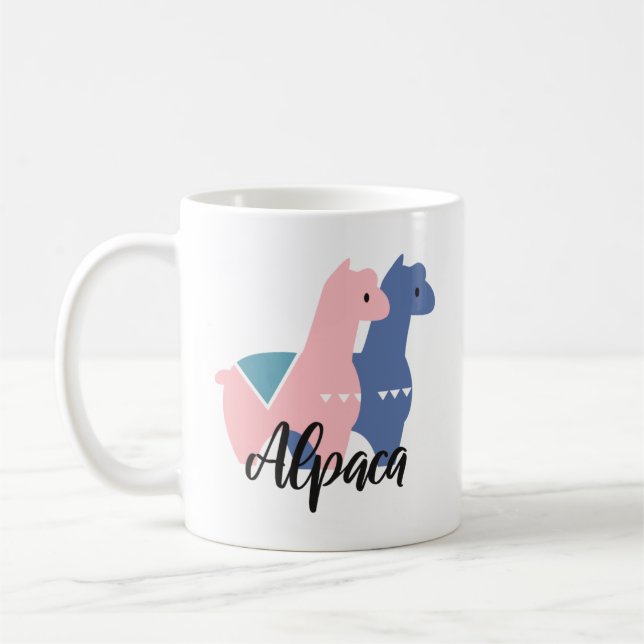 Niedlich-rosa-Lila-Alpaca-Illustration Kaffeetasse (Links)