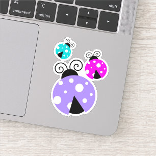 Niedlich-rosa-Lila-blaue Ladybugs-Illustration Aufkleber