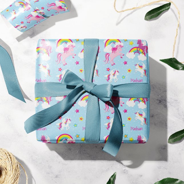 Niedlich rosa Lila Hörner und Regenbogenfarben Gir Geschenkpapier (Von Creator hochgeladen)
