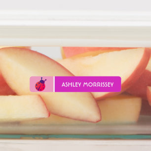 Niedlich rosa Lila Ladybug Kinder Namensschilder Etiketten