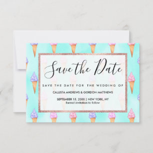 Niedlich rosa Lila Sommer Eiscreme Save The Date