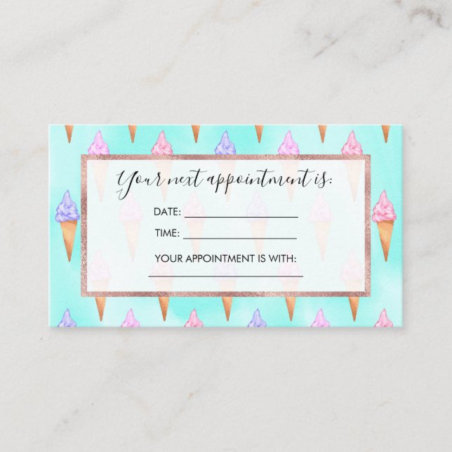 Niedlich rosa Lila Sommer Eiscreme Terminkarte (Vorderseite)