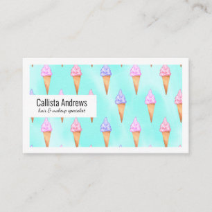 Niedlich rosa Lila Sommer Eiscreme Visitenkarte