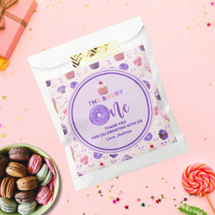 Niedlich rosa Lila Sweet One Muster Geburtstag Geschenktütchen