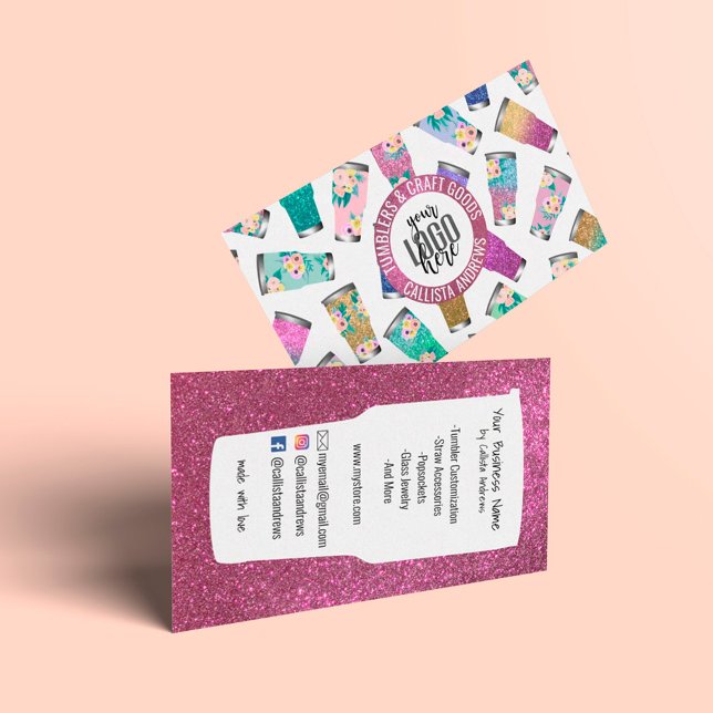 Niedlich-rosa-Logo für Aquamarine Blumenmuster-Gli Visitenkarte (Von Creator hochgeladen)