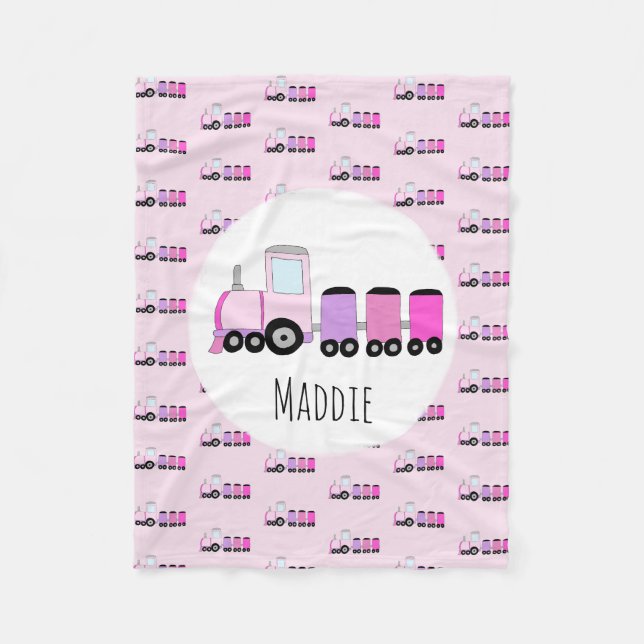 Niedlich rosa Mädchenzug mit Namenskindern Fleecedecke (Vorderseite)