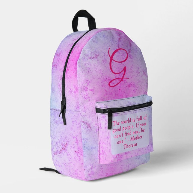 Niedlich rosa Marmor mit Text Bedruckter Rucksack (Von Creator hochgeladen)