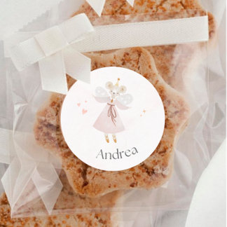 Niedlich rosa Mausaufkleber Runder Aufkleber