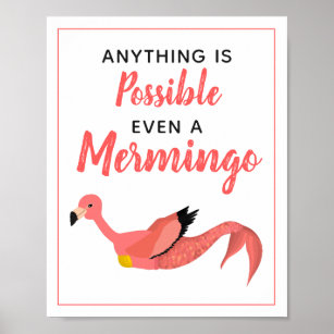 Niedlich rosa Mermaid Flamingo Inspiration Zitat Poster