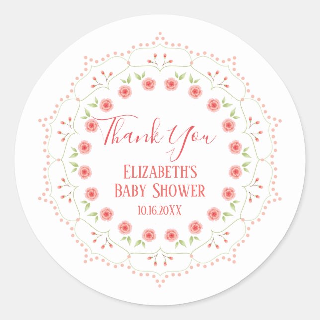 Niedlich-rosa-Minimalistische Kalligrafie Runder Aufkleber (Vorderseite)