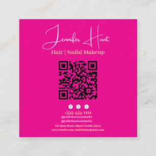 Niedlich rosa Minimalistische QR-Code Business Car Quadratische Visitenkarte
