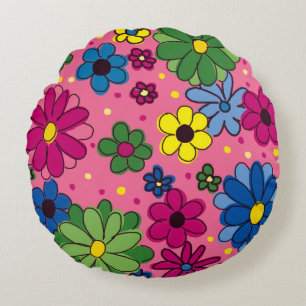 Niedlich rosa mit farbigen Blume Kissen