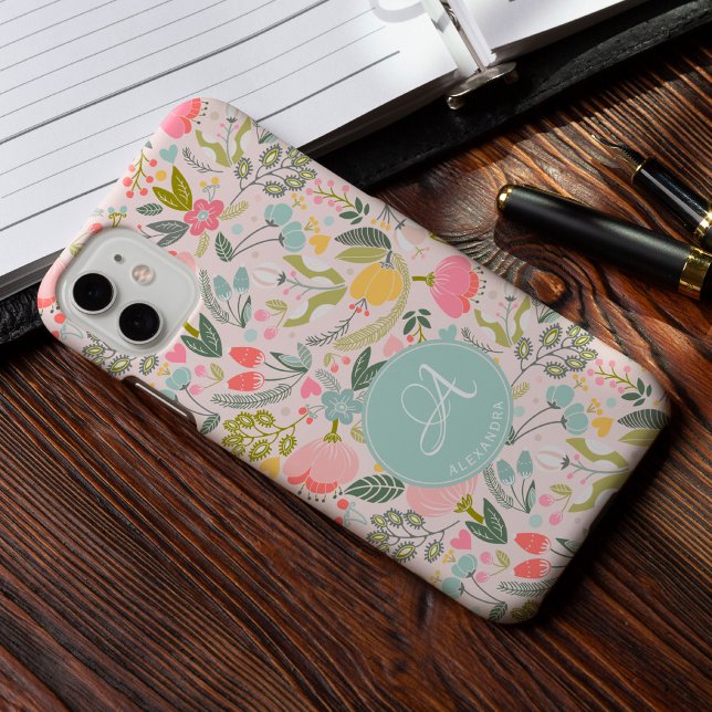 Niedlich rosa Monogramm Name personalisiert gurt Case-Mate iPhone Hülle (Von Creator hochgeladen)