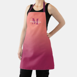 Niedlich rosa Ombre mit Name Monogram-Schürze Schürze