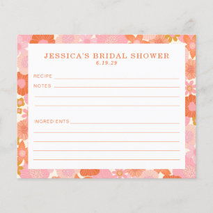 Niedlich rosa Orange Blume Brautparty Rezept Karte