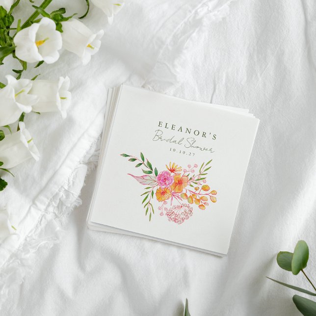 Niedlich rosa Orangefarbenes Brautparty Serviette (Von Creator hochgeladen)