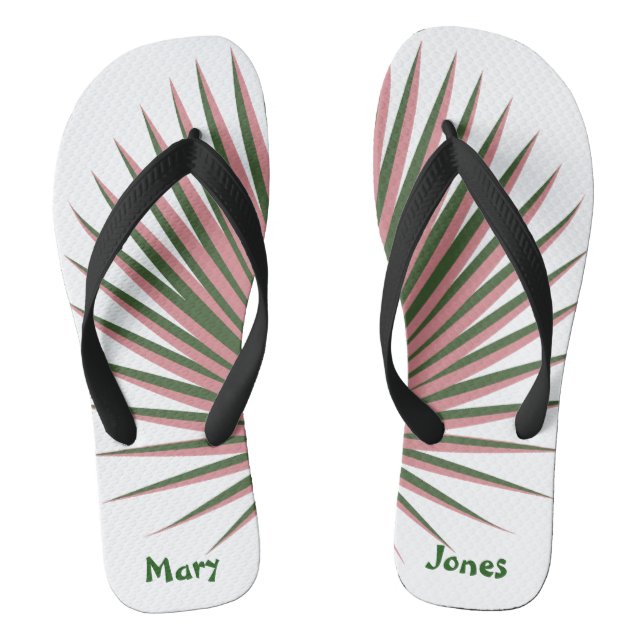 Niedlich rosa Palmen Tropenfarbe Wasserfarbe perso Flip Flops (Fußbett)