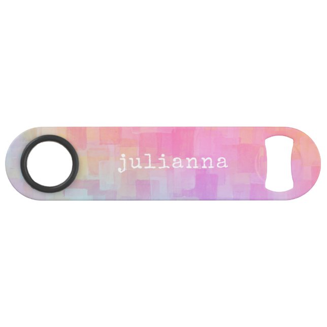 Niedlich rosa Pasta Abstrakt Wasserfarbe Personali Speed Flaschenöffner (Vorderseite (Horizontal))