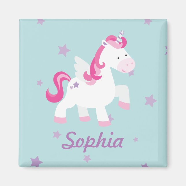 Niedlich rosa Personalisiert Magisches Einhornmagn Magnet (Vorne)