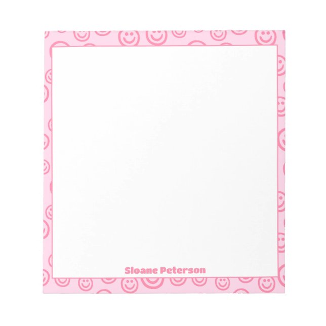 Niedlich rosa Personalisiert Preppy Notizblock (Vorderseite)