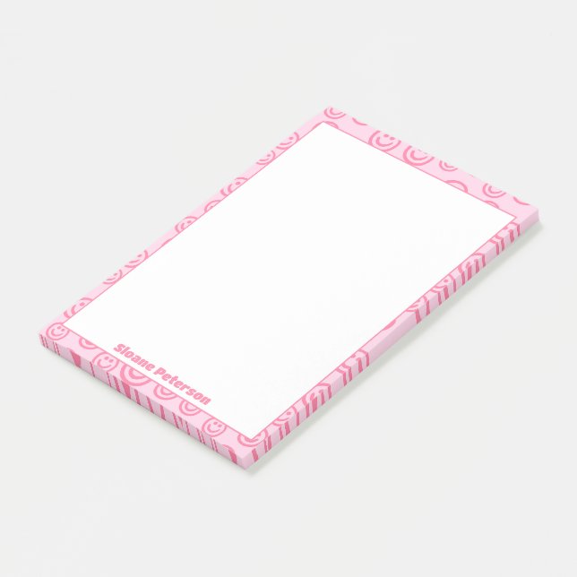 Niedlich rosa Personalisiert Preppy Post-it Klebezettel (angewinkelt)