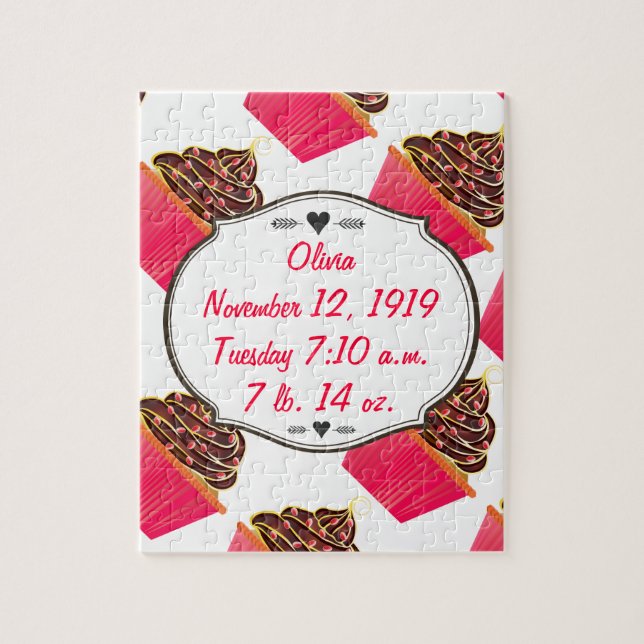 Niedlich rosa Personalisierte Cupcake Sprinklen Puzzle (Vertikal)