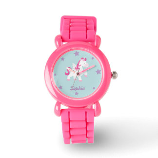 Niedlich rosa Personalisierte Zauberei Einhornbeob Armbanduhr