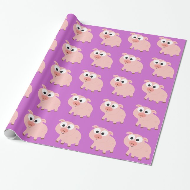 Niedlich rosa Pig Geschenkpapier (Ungerollt)