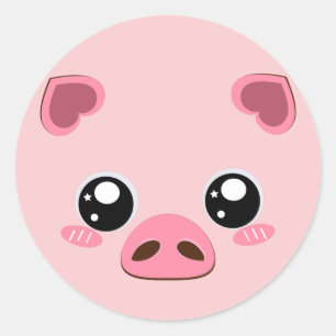 Niedlich rosa Pig Runder Aufkleber
